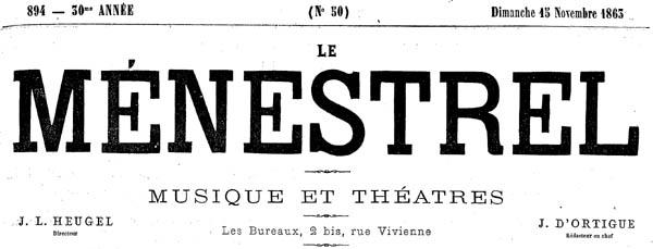 Le Ménestrel 15 novembre 1863